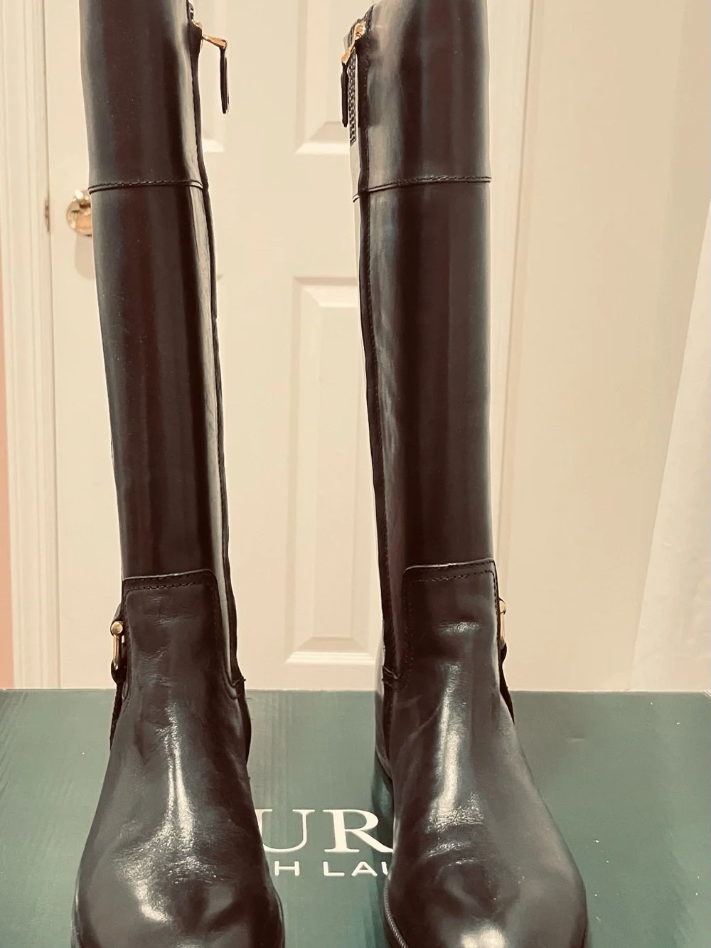 Polo by Ralph Lauren Black Leather Over-The-Knee Riding Boots